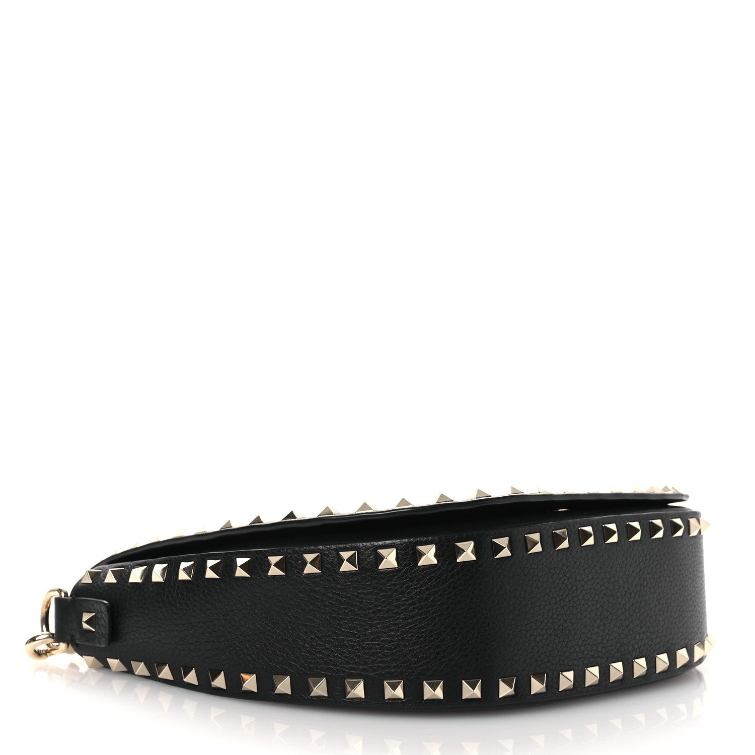 Valentino Garavani Grained Calfskin Rockstud Saddle Bag Black 4 of 12