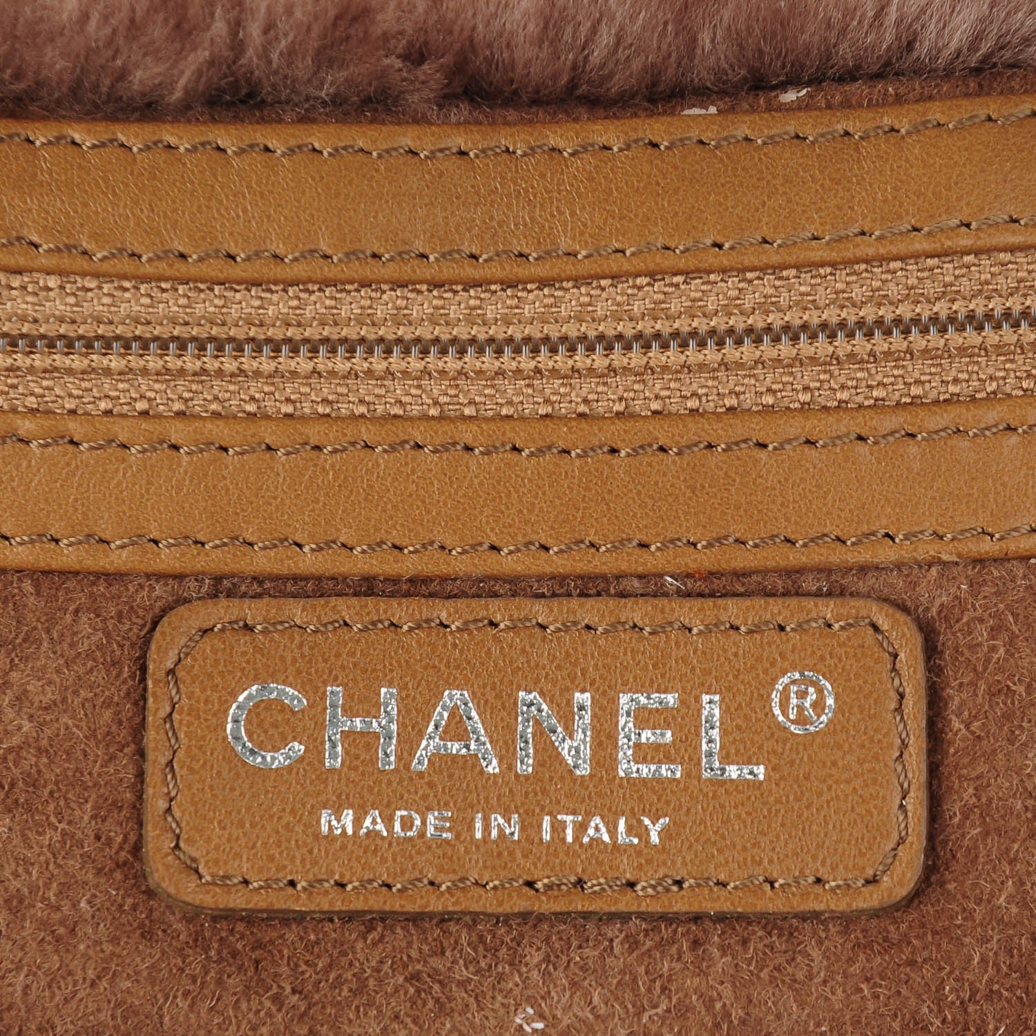Chanel Shearling Suede Stiched CC Tote Dark Brown 10 of 11