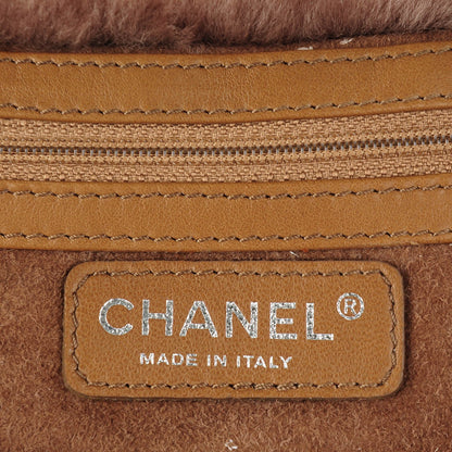 Chanel Shearling Suede Stiched CC Tote Dark Brown 10 of 11