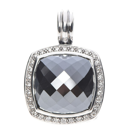 David Yurman Sterling Silver Diamond Hematite 17mm Albion Enhancer Pendant 1 of 4