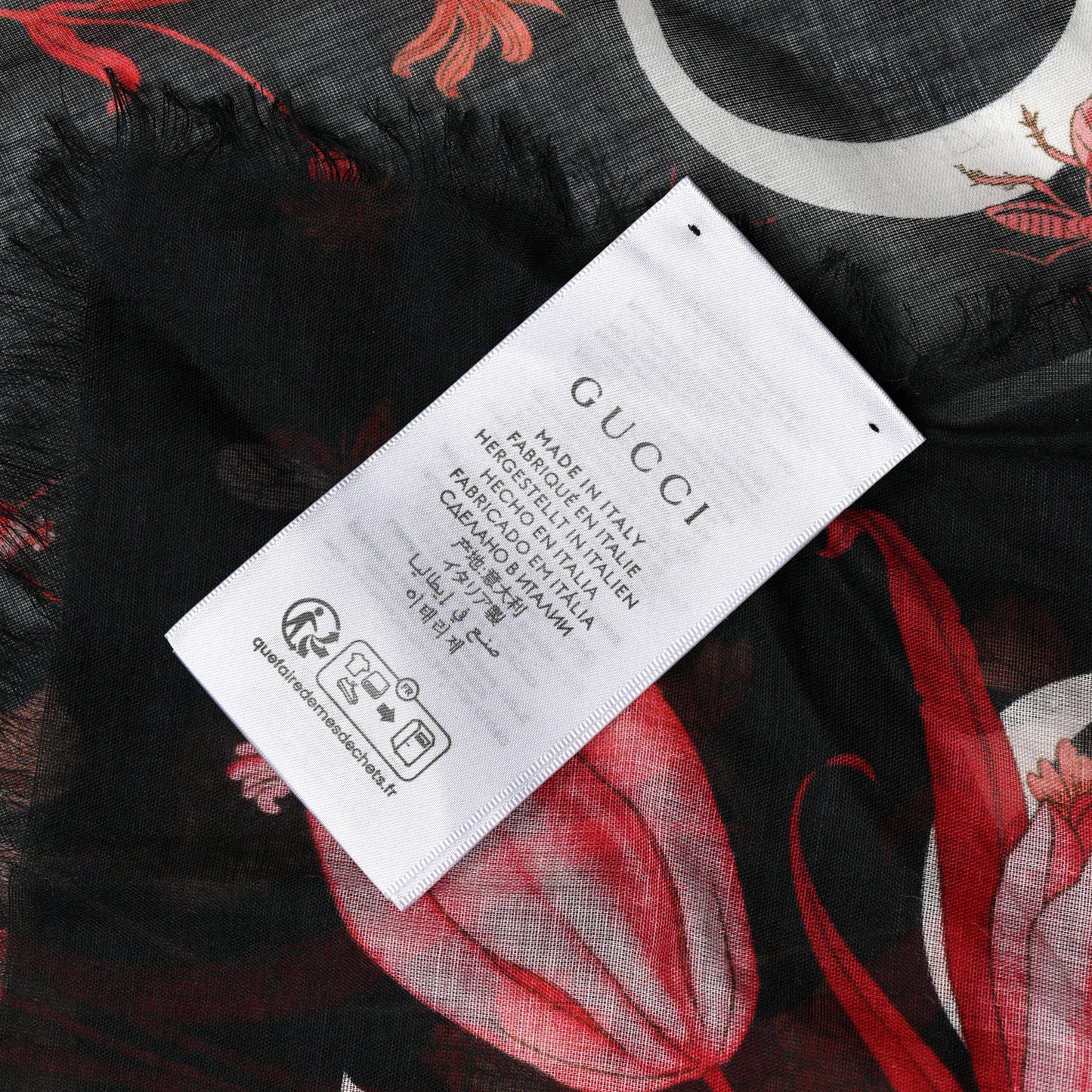 Cotton Floral Print Shawl Black Red