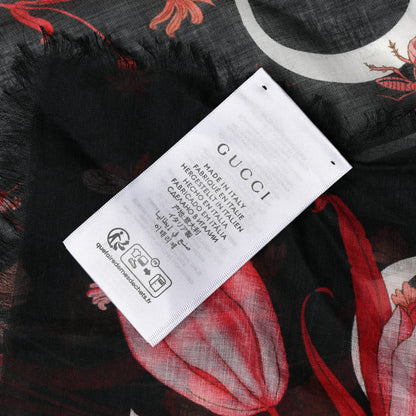 Gucci Cotton Floral Print Shawl Black Red 3 of 3
