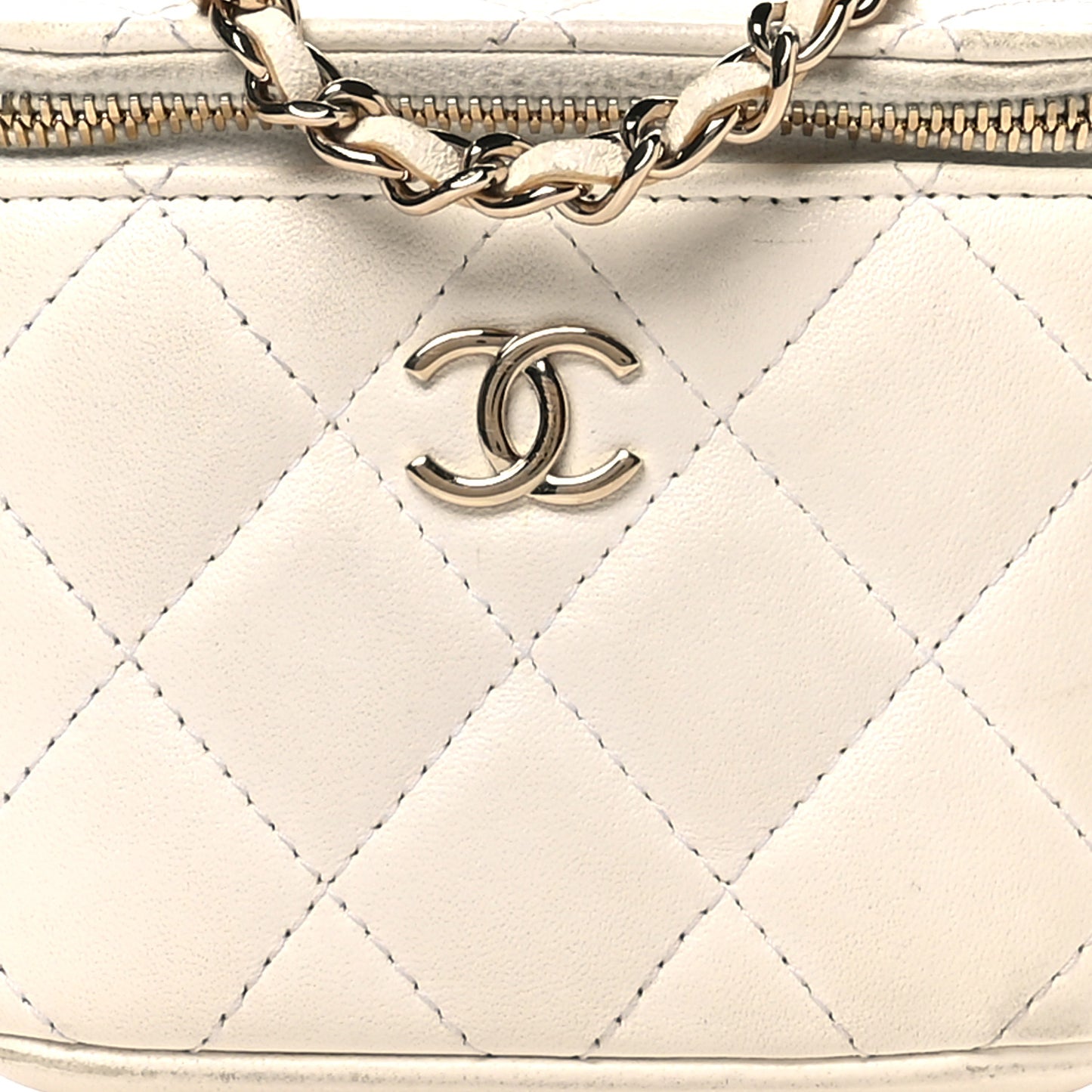 Lambskin Quilted My Chanel Lady Vanity Case With Chain White