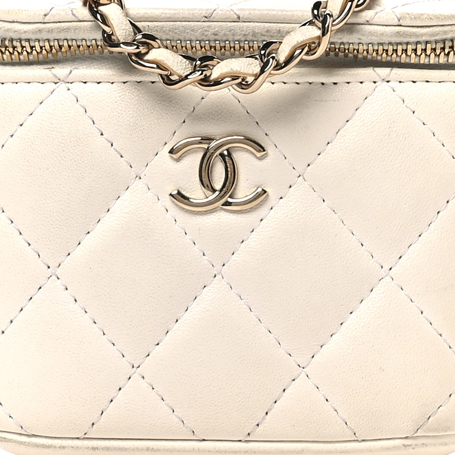 Chanel Lambskin Quilted My Chanel Lady Vanity Case With Chain White 8 of 13