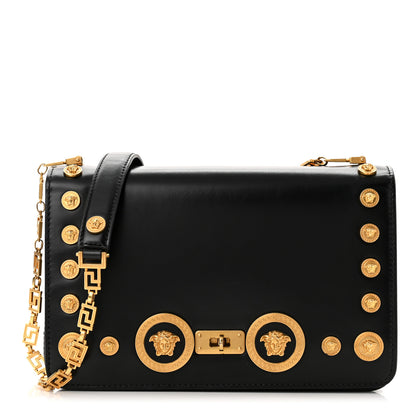Versace Calfskin Medallion Tribute Chain Shoulder Bag Black 1 of 8