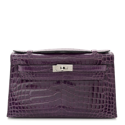 Hermes Shiny Niloticus Crocodile Kelly Pochette Amethyste 1 of 10
