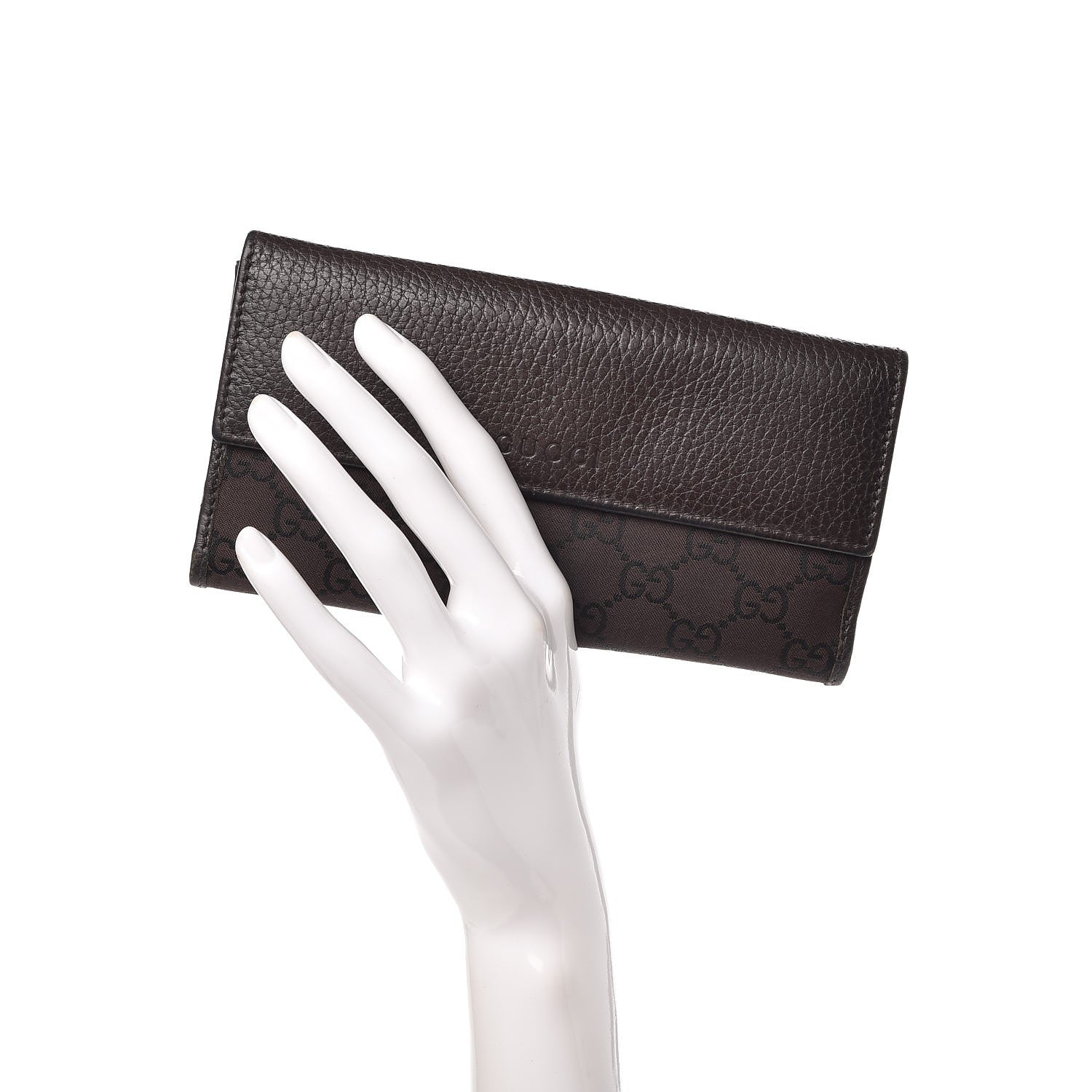 Gucci Canvas Monogram Calfskin Continental Wallet Brown 2 of 13