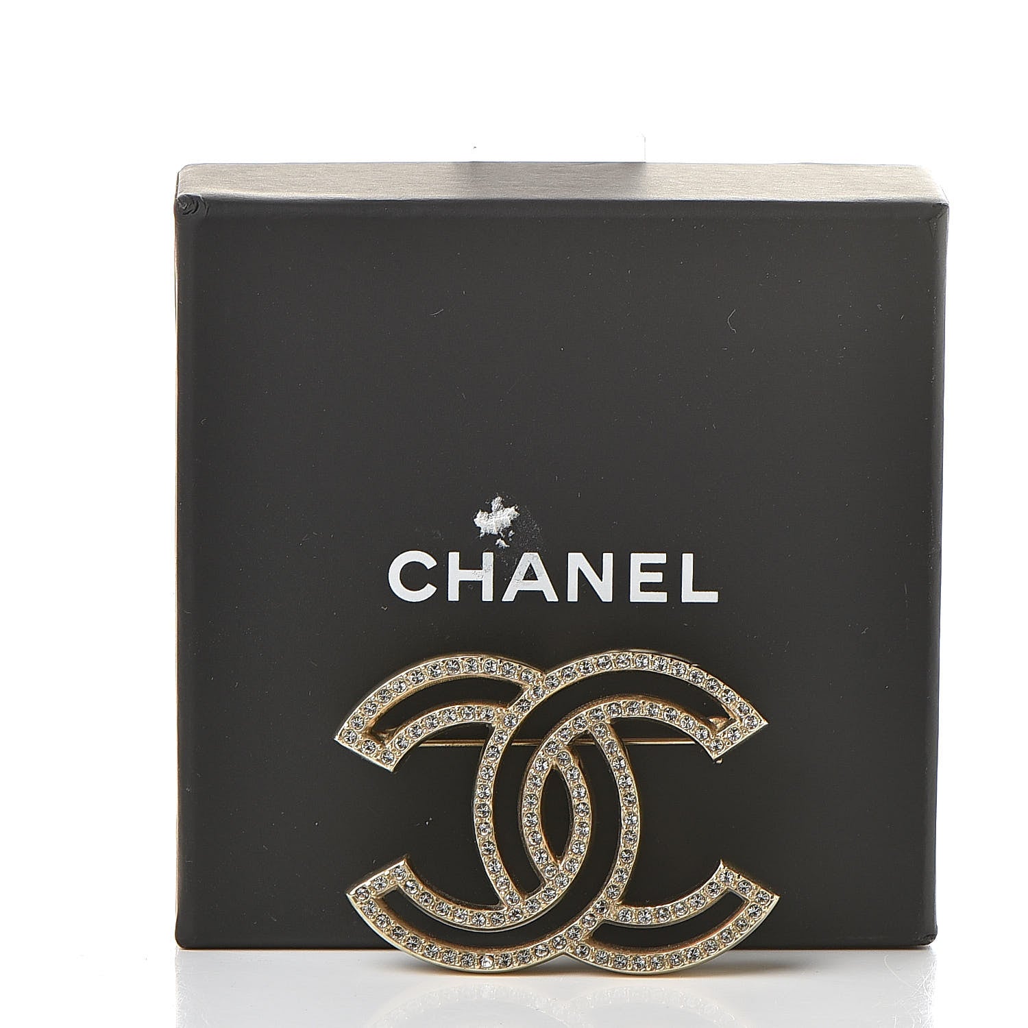 Chanel Crystal CC Brooch Light Gold 5 of 5