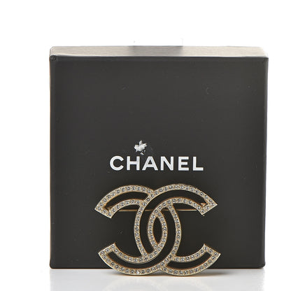 Chanel Crystal CC Brooch Light Gold 5 of 5