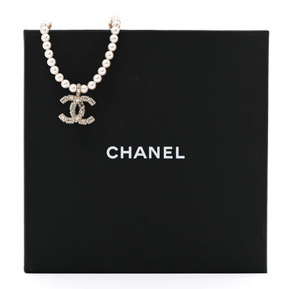 Chanel Pearl Crystal Baguette CC Short Necklace Gold 6 of 6