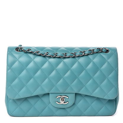 Chanel Lambskin Quilted Jumbo Double Flap Turquoise 1 of 16