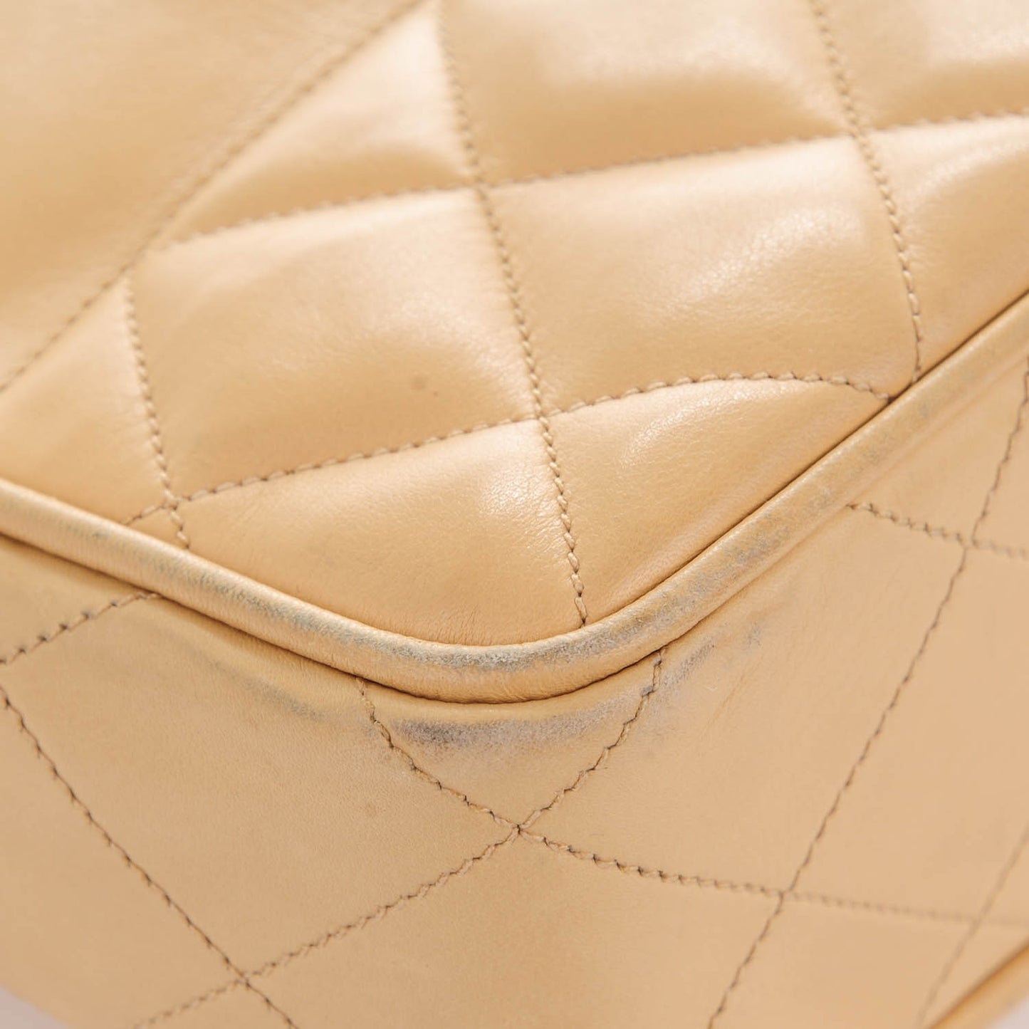 Lambskin Quilted Shoulder Bag Beige