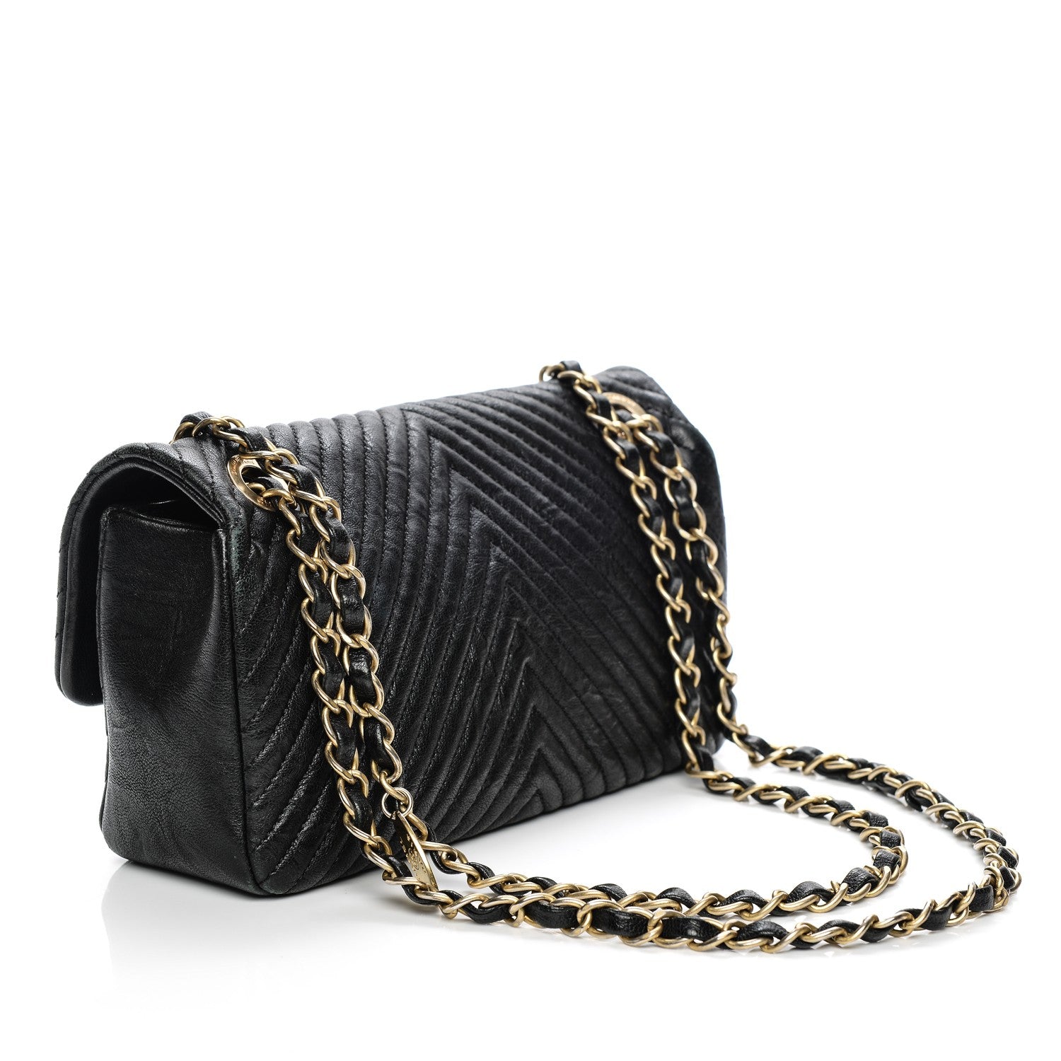 Chanel Calfskin Surpique Chevron Small Flap Black 3 of 10