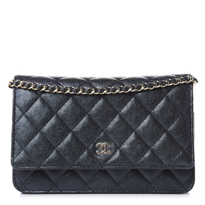 Chanel Iridescent Caviar Quilted Wallet On Chain WOC Black 1 of 12