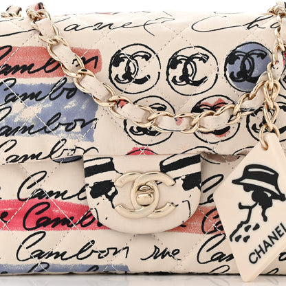 Chanel Nylon Quilted Rue Cambon Camellia Printed Mini Flap White Multicolor 8 of 10