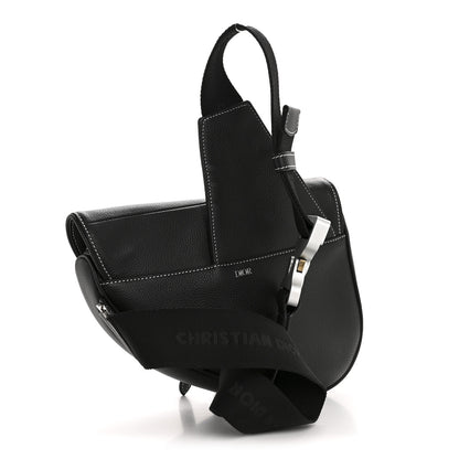 Christian Dior X SHAWN STUSSY Grained Calfskin Saddle Bag Black 3 of 12