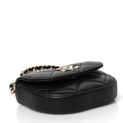 Chanel Lambskin Quilted Pearl Top Handle Clutch With Chain Black 4 of 11