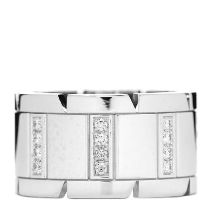 Cartier 18K White Gold Diamond 11mm Tank Francaise Ring 50 5.25 3 of 4