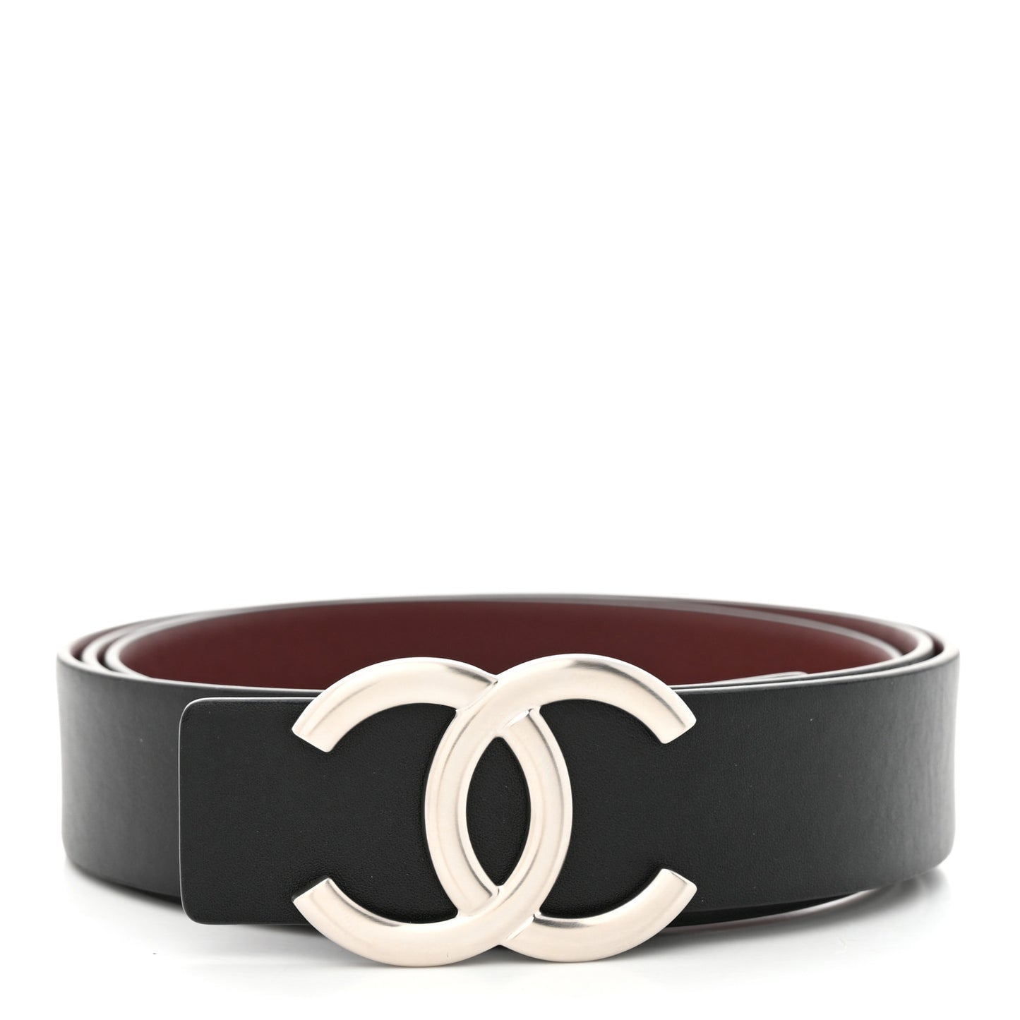 Calfskin CC Reversible Belt 110 44 Black Burgundy