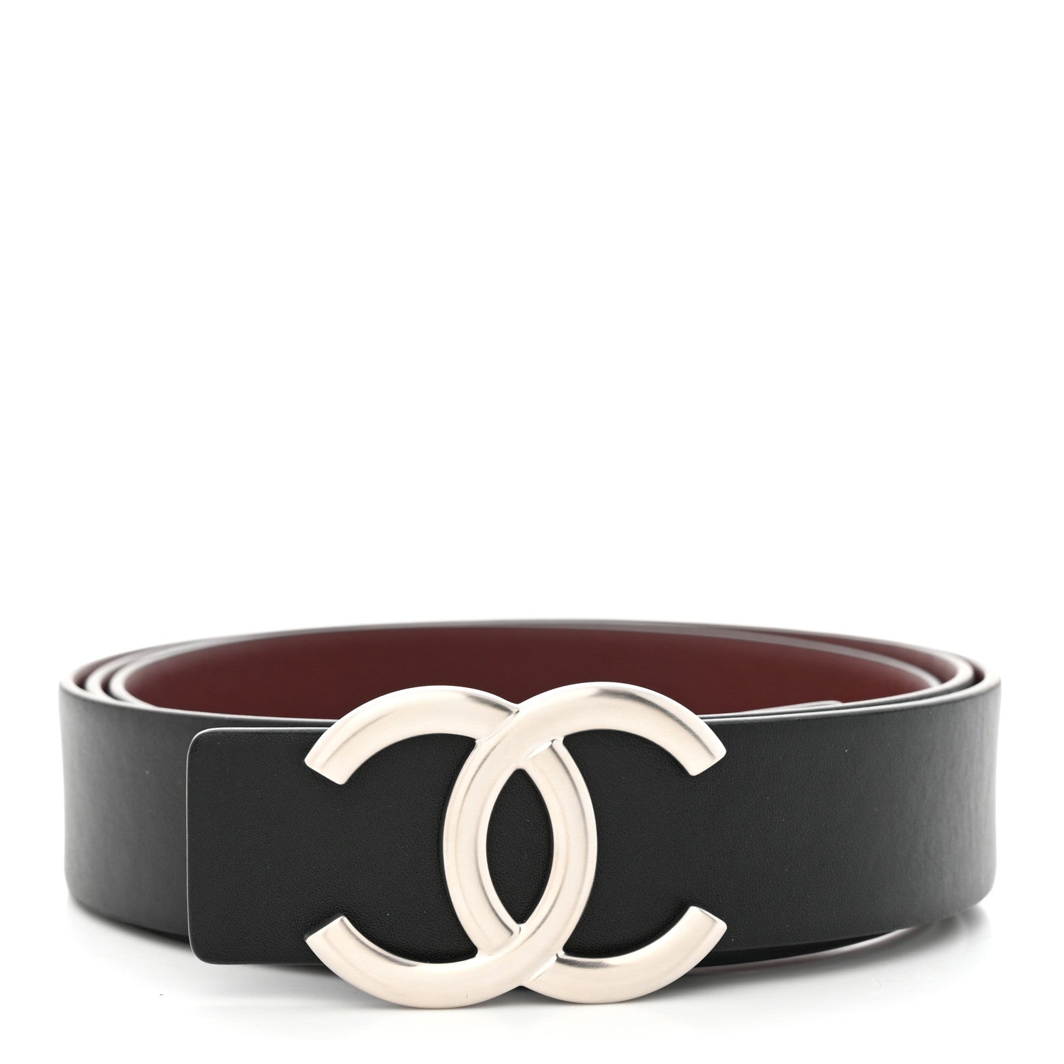 Chanel Calfskin CC Reversible Belt 110 44 Black Burgundy 1 of 6