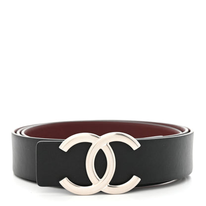 Chanel Calfskin CC Reversible Belt 110 44 Black Burgundy 1 of 6