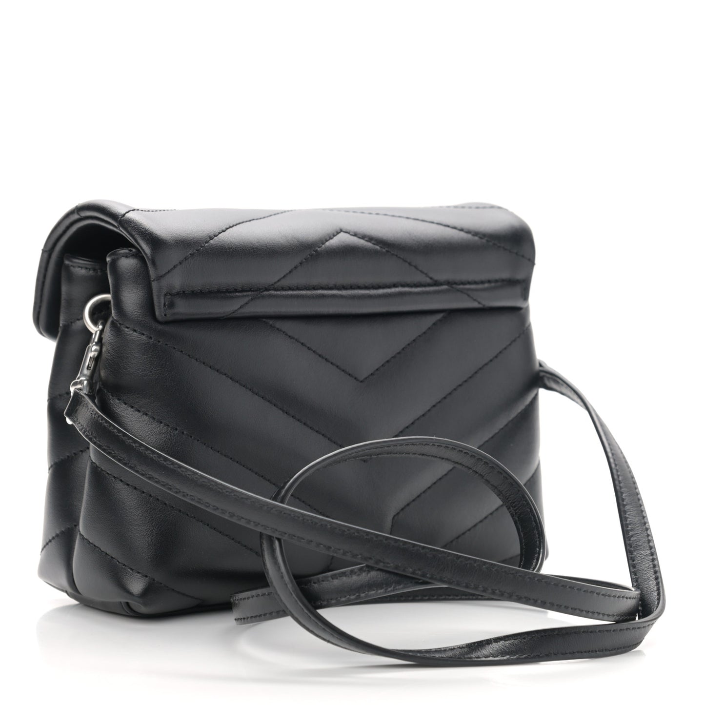 Calfskin Y Quilted Monogram Toy Loulou Crossbody Bag Black