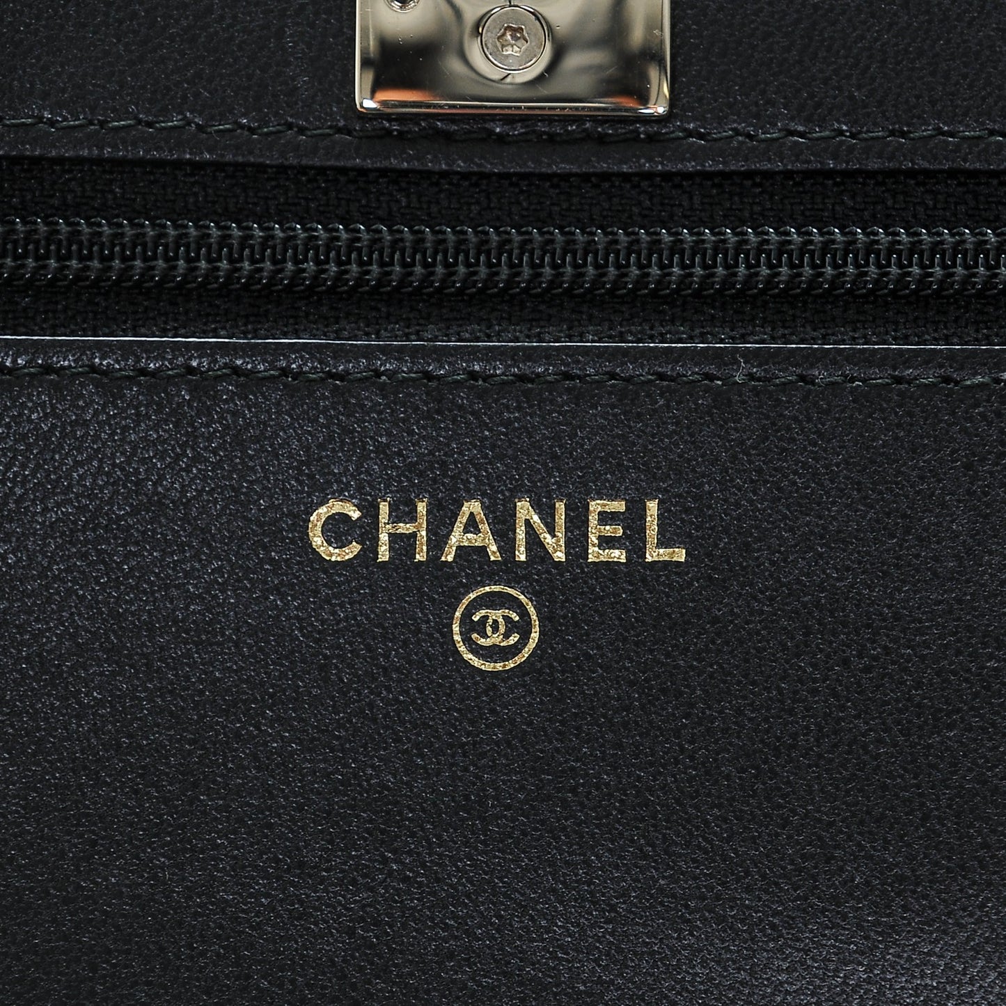Lambskin Quilted Trendy CC Wallet On Chain WOC Black
