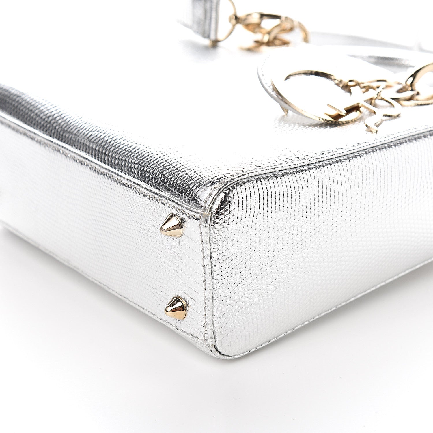 Christian Dior Metallic Lizard Small Lady Dior Argent 8 of 9