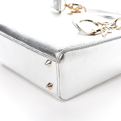 Christian Dior Metallic Lizard Small Lady Dior Argent 8 of 9