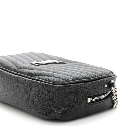 Saint Laurent Grain De Poudre Matelasse Monogram Mini Lou Camera Bag Black 9 of 10