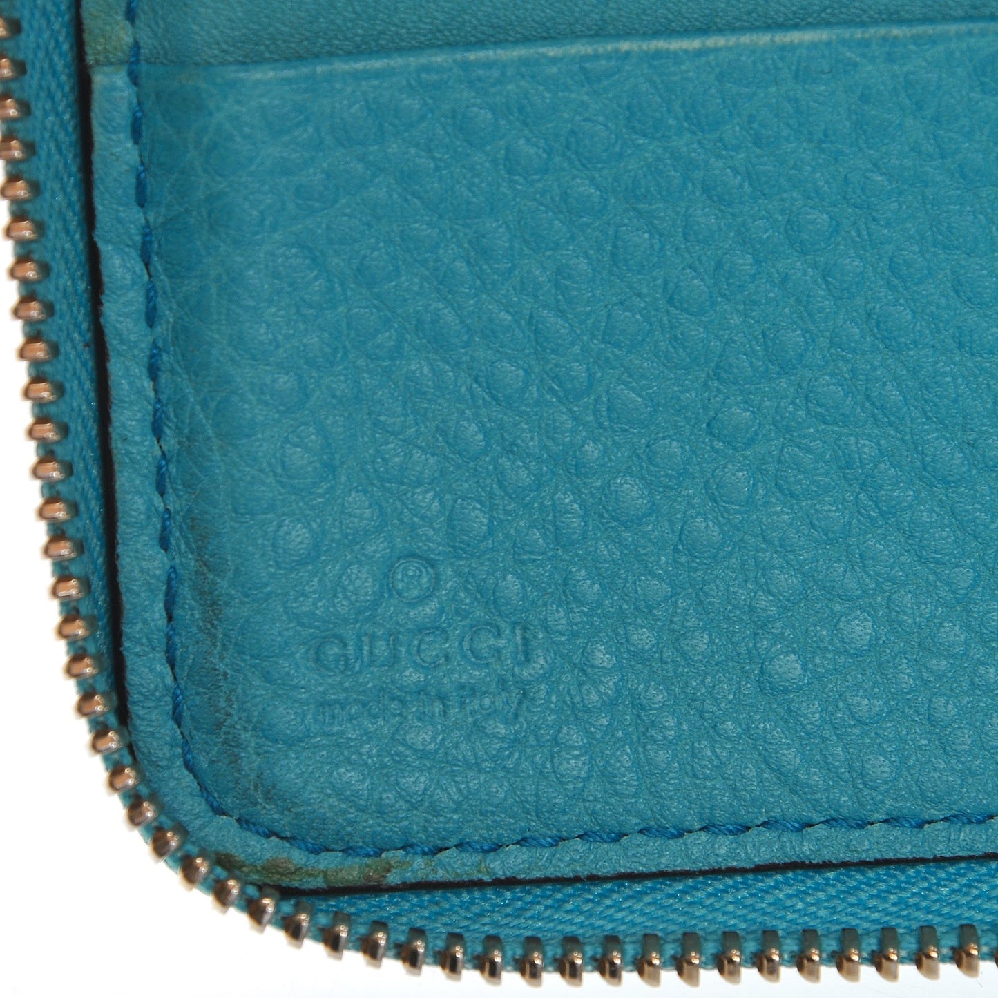 Pebbled Calfskin Soho Zip Around Wallet Deep Cobalt
