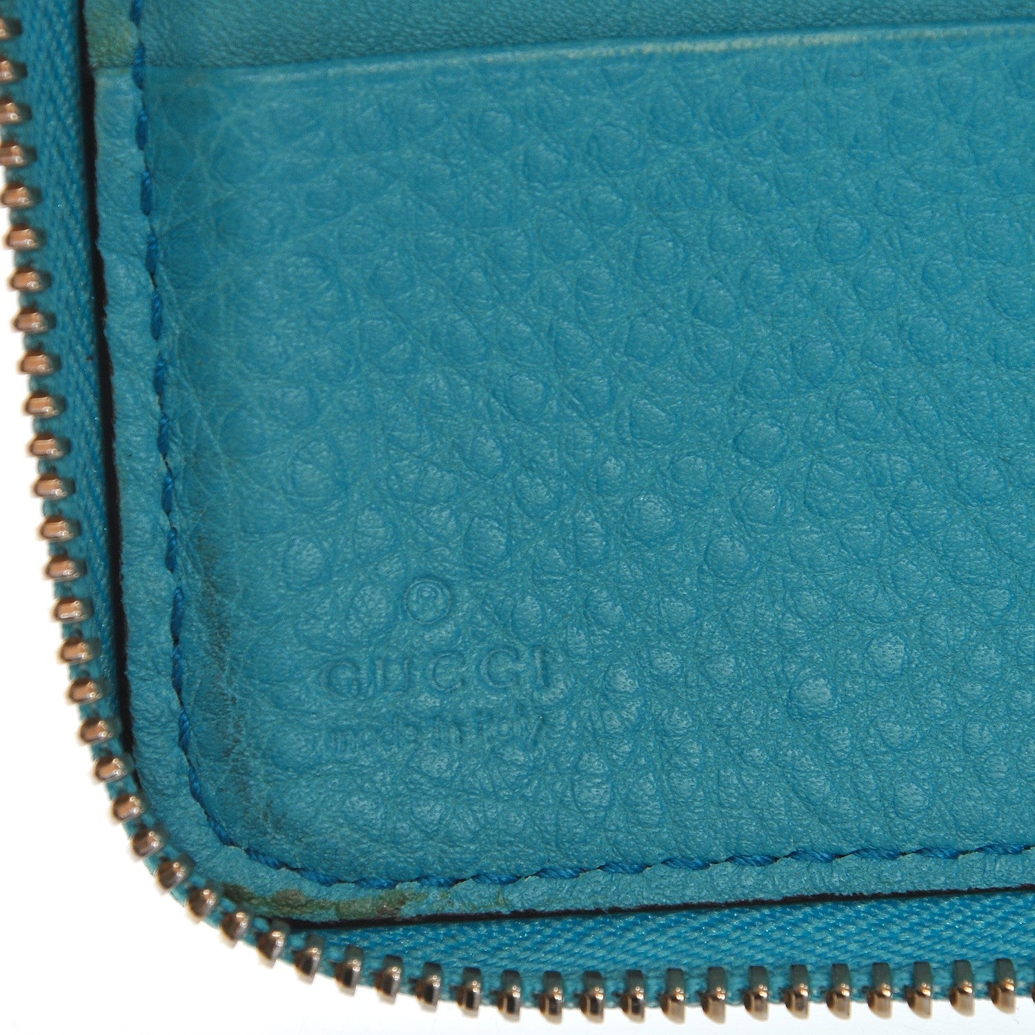 Gucci Pebbled Calfskin Soho Zip Around Wallet Deep Cobalt 7 of 9