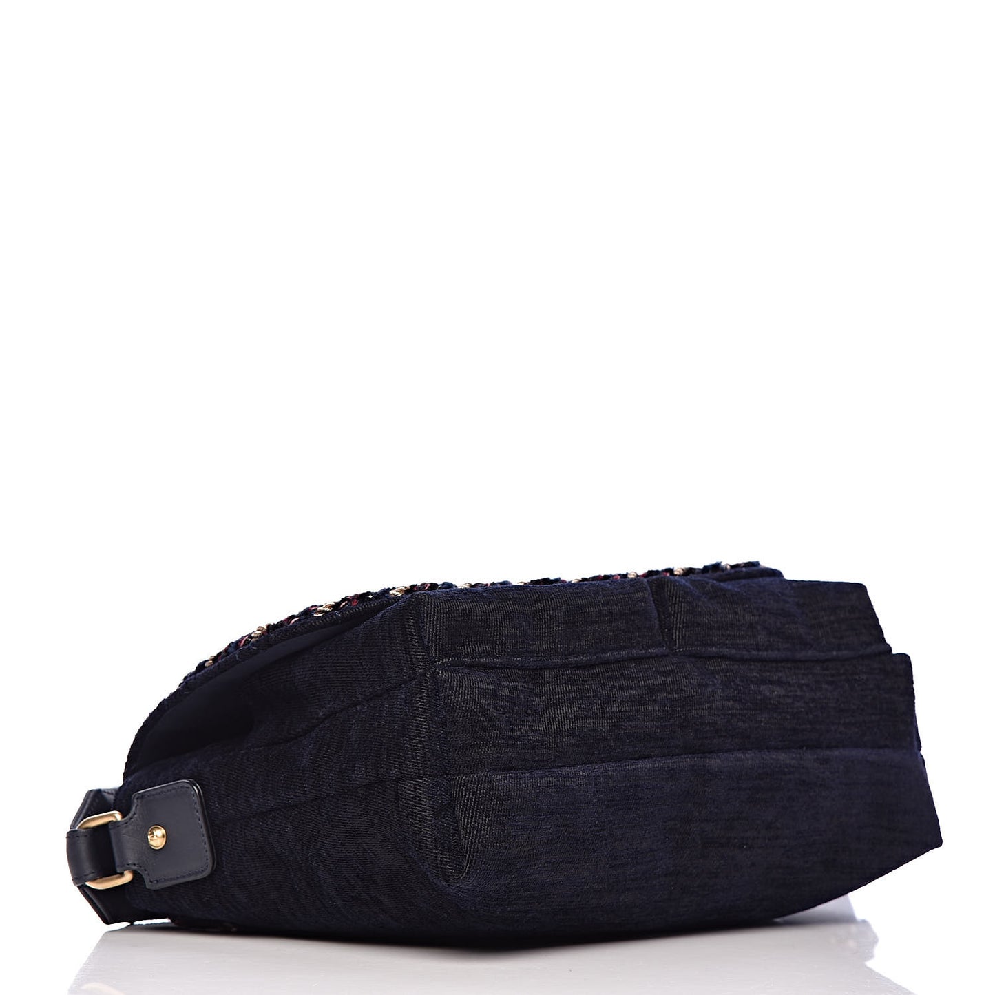 Wool Velvet Quilted Parisian Stroll Messenger Navy