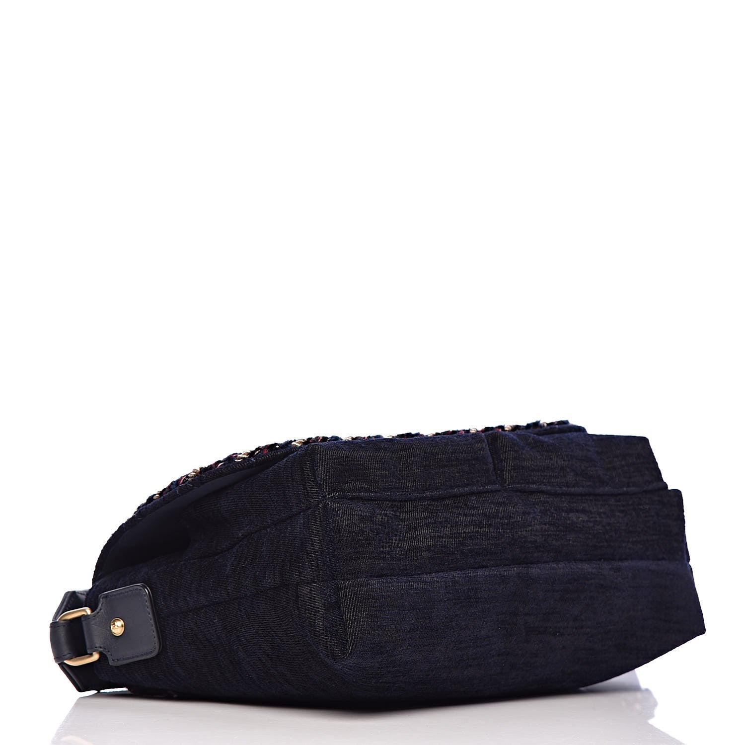 Chanel Wool Velvet Quilted Parisian Stroll Messenger Navy 4 of 10