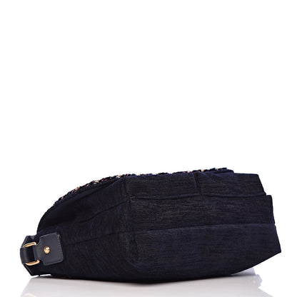 Chanel Wool Velvet Quilted Parisian Stroll Messenger Navy 4 of 10
