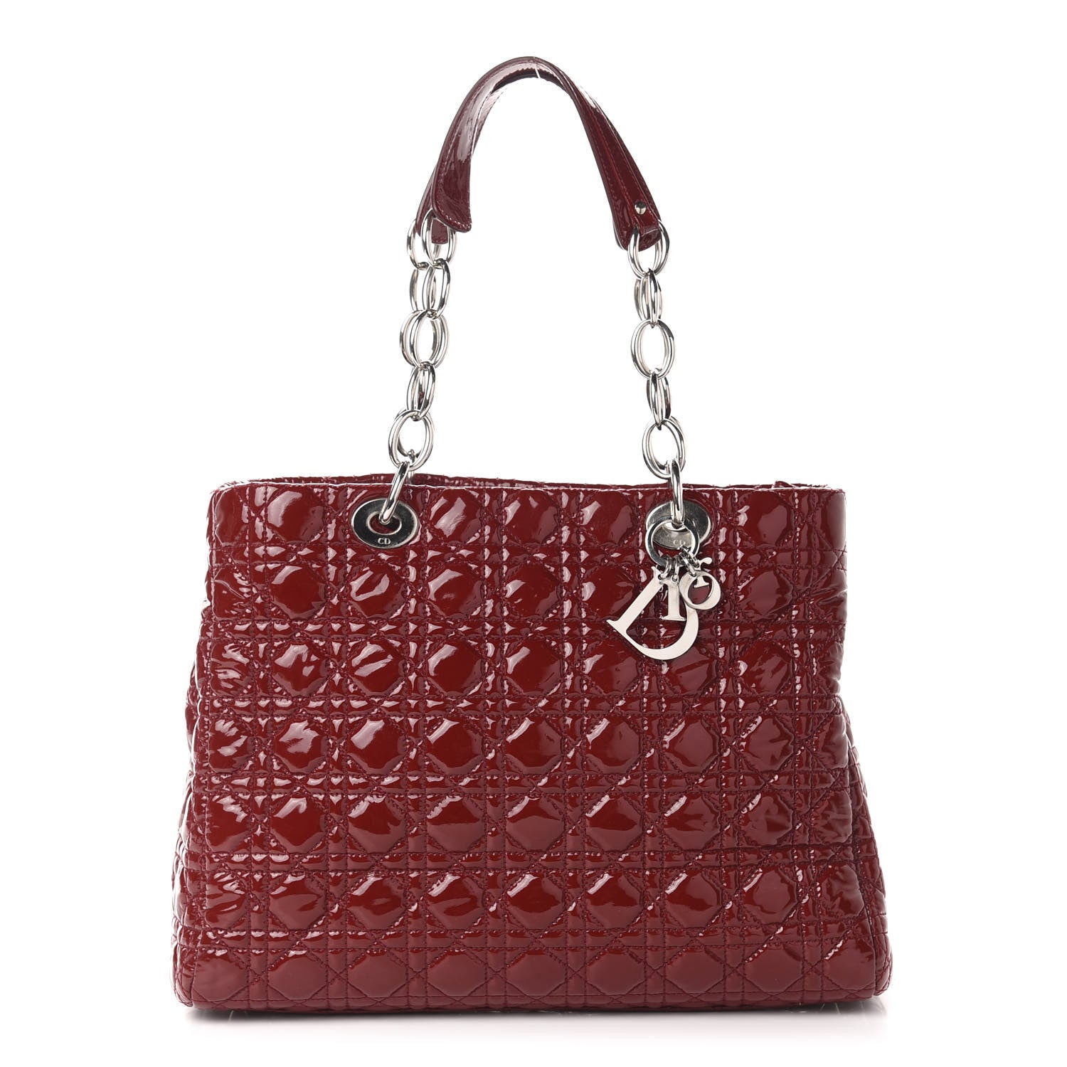 Christian Dior Patent Cannage Large Dior Soft Shopping Tote Red 1 of 10
