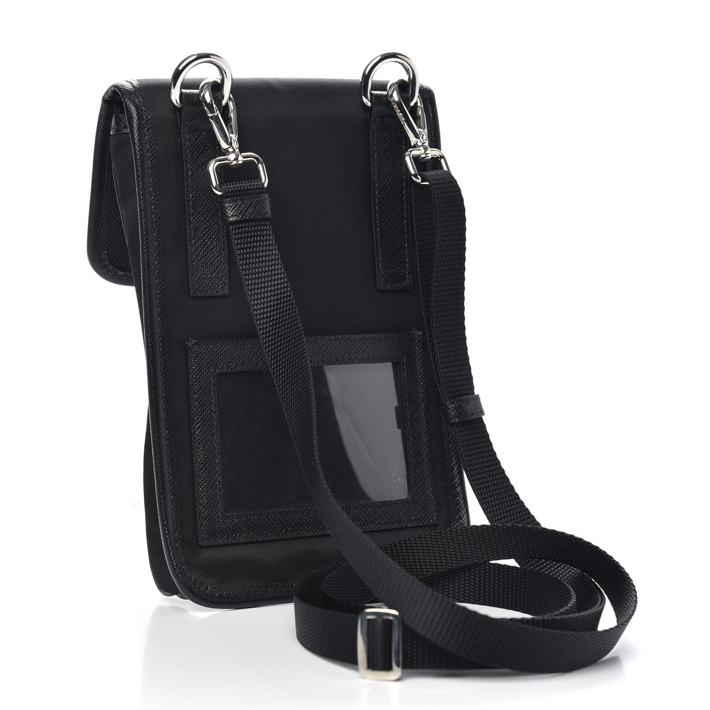 Tessuto Nylon Saffiano Phone Case Crossbody Black