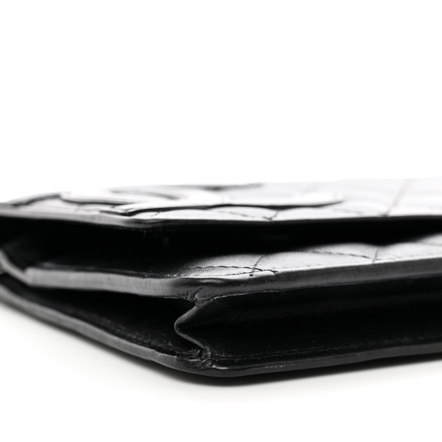 Calfskin Quilted Cambon Wallet on Chain WOC Black