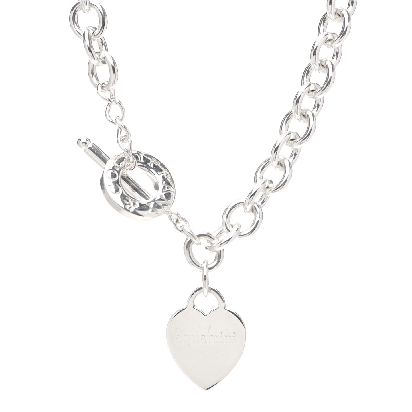Sterling Silver Heart Tag Toggle Necklace