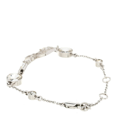 Christian Dior Metal Crystal Logo Bracelet Silver 3 of 3