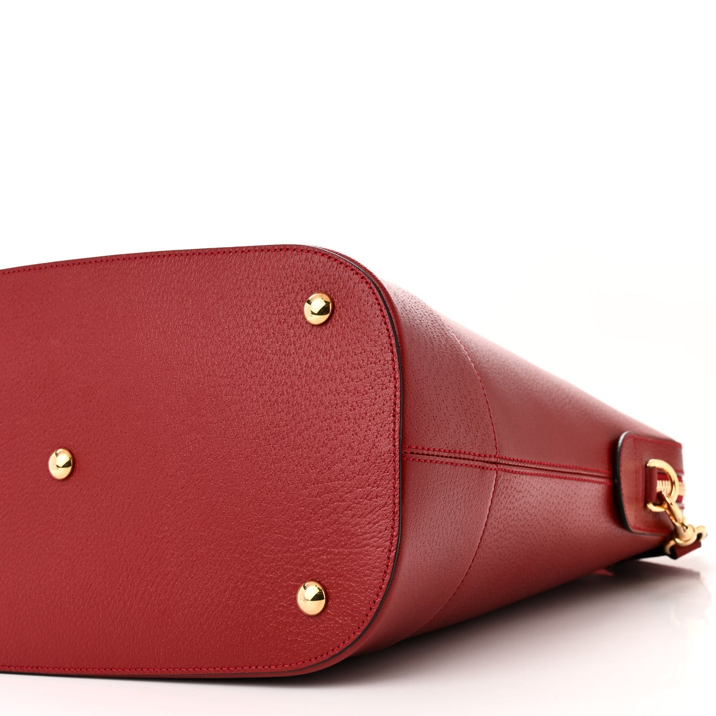 Textured Dollar Calfskin Web Small Savoy Bowling Tote Red