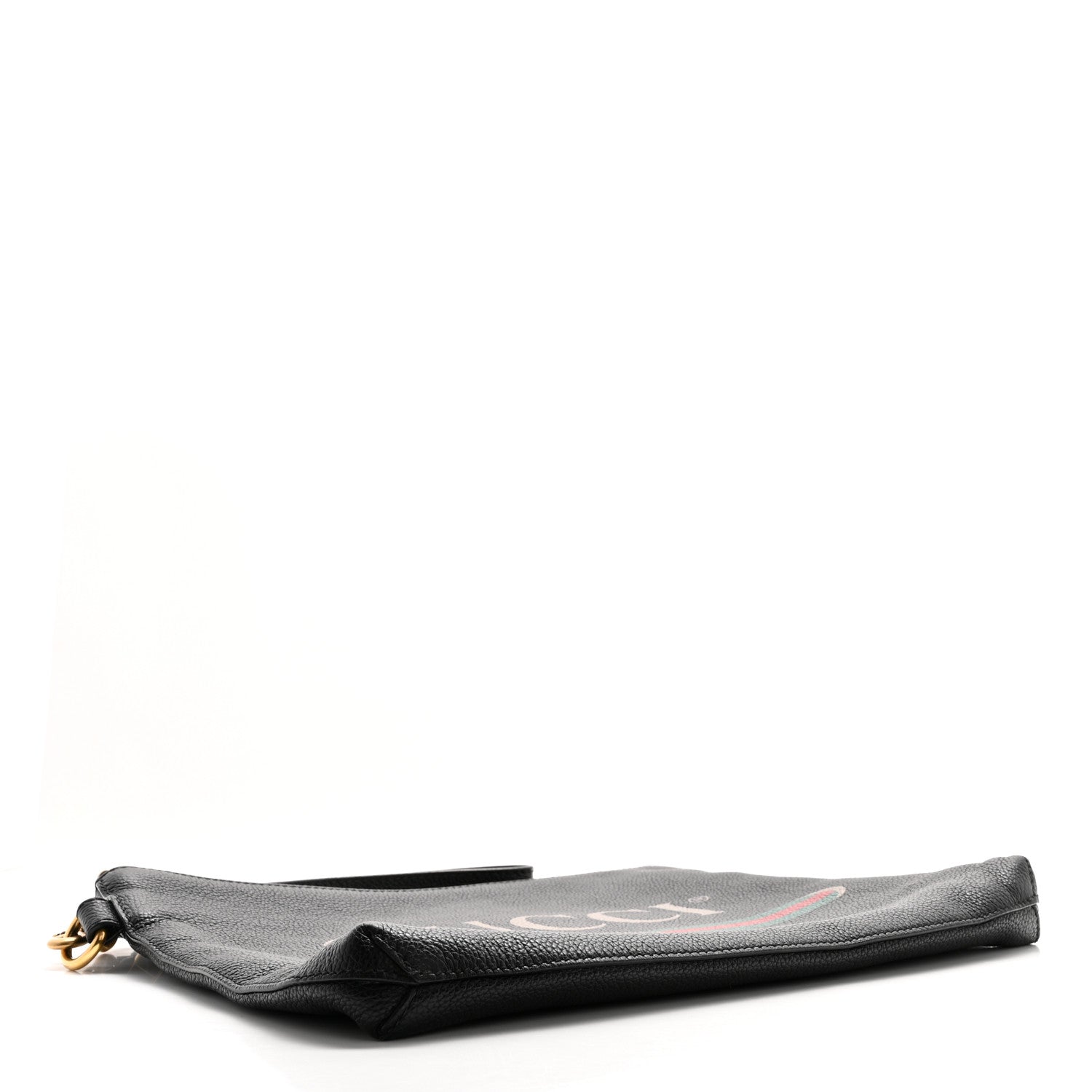 Gucci Pebbled Calfskin Logo Wristlet Black 4 of 10