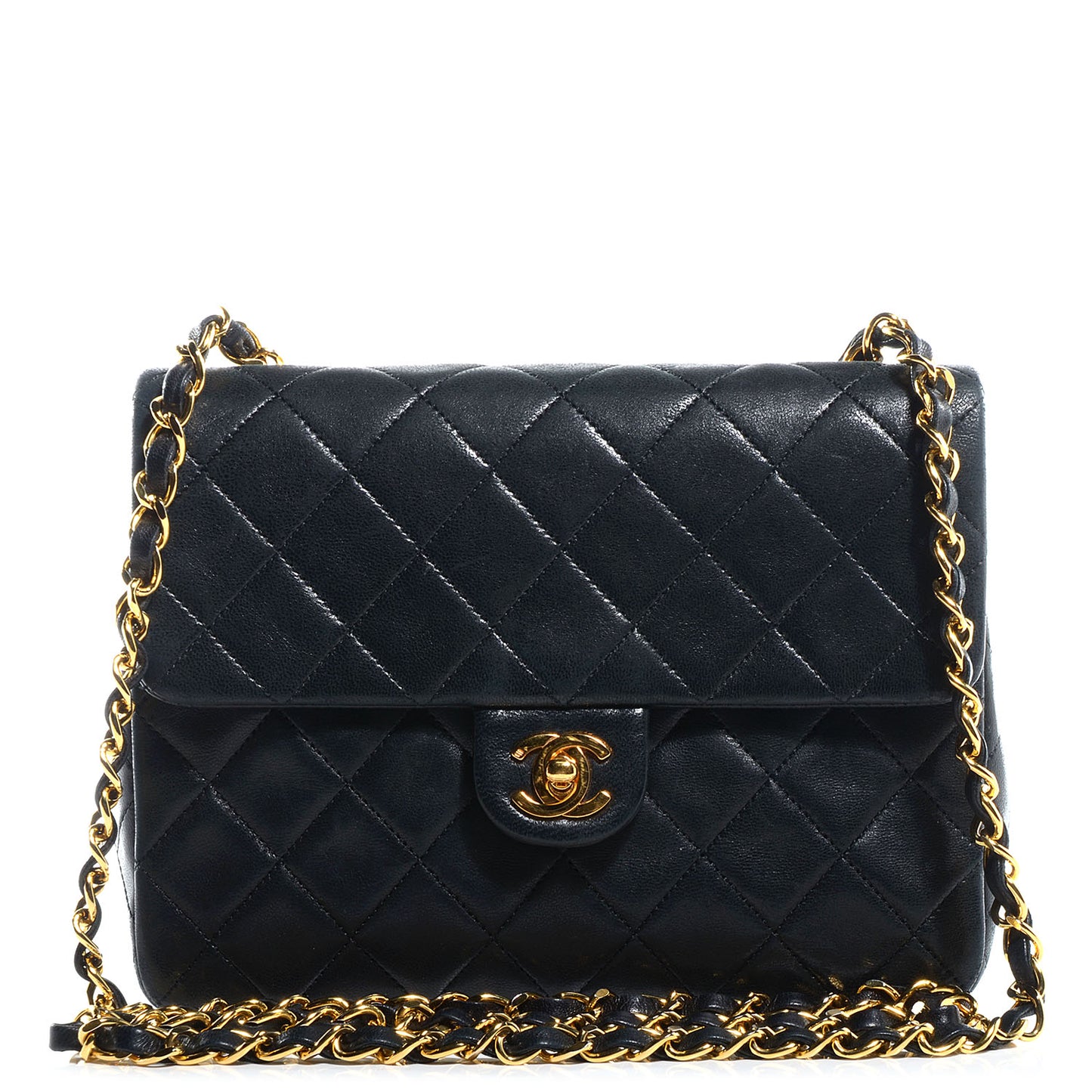 Lambskin Mini Square Flap Black