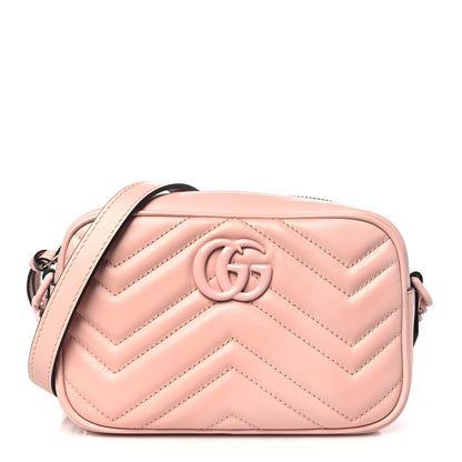 Gucci Calfskin Matelasse Monochrome Mini GG Marmont Chain Shoulder Bag Perfect Pink 1 of 13