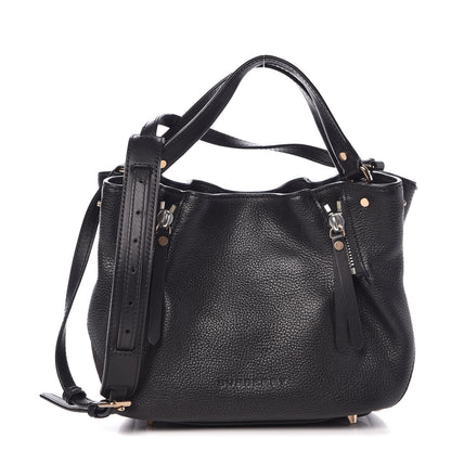 Burberry Grainy Calfskin House Check Small Maidstone Black 1 of 8