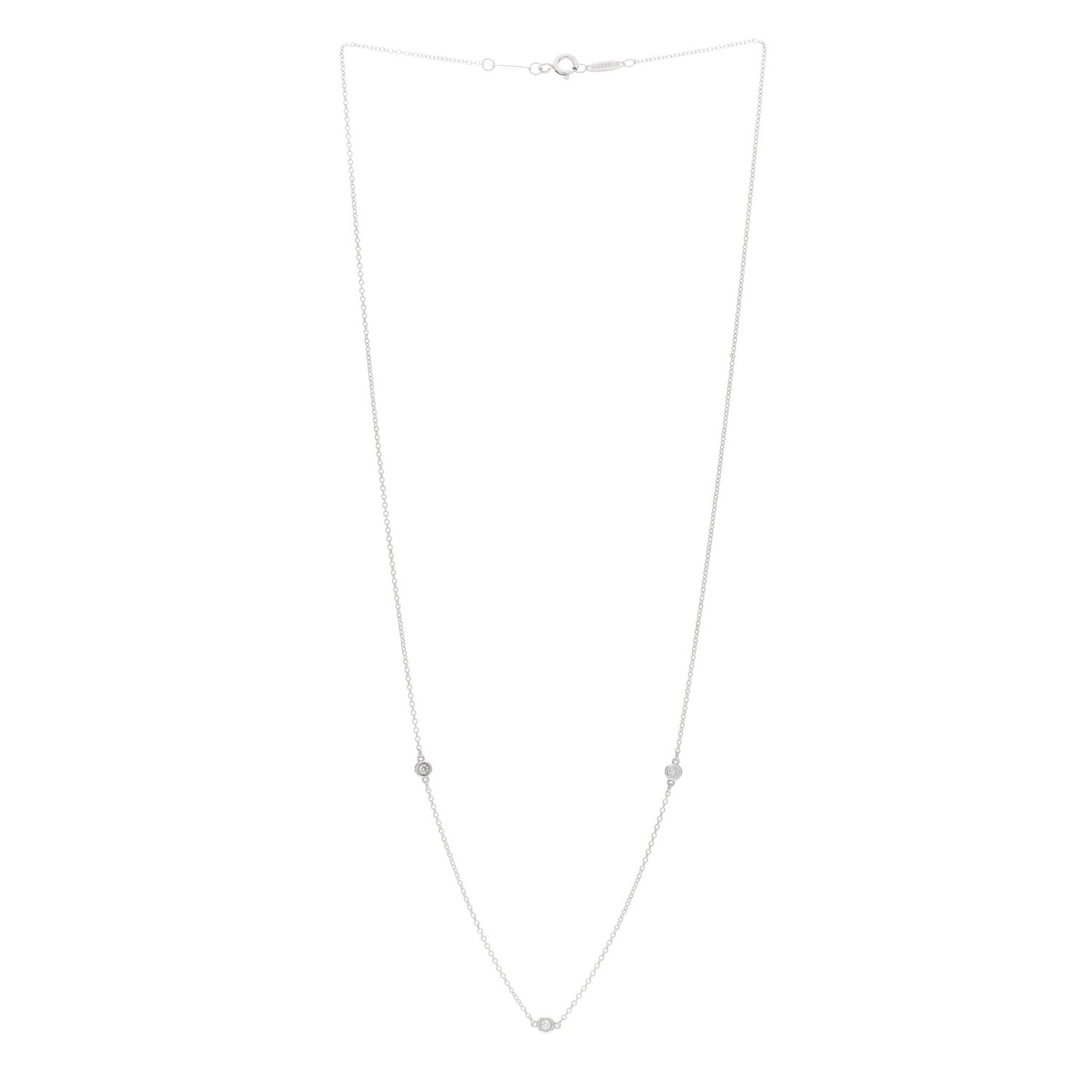 Sterling Silver Diamond .09ctw Elsa Peretti Diamonds by the Yard Three Station Necklace