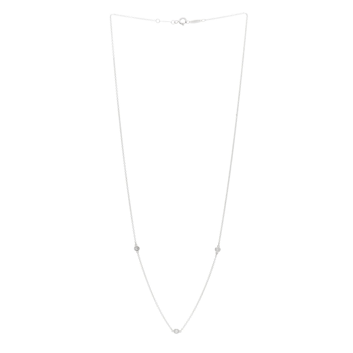 Tiffany Sterling Silver Diamond .09ctw Elsa Peretti Diamonds by the Yard Three Station Necklace 3 of 5