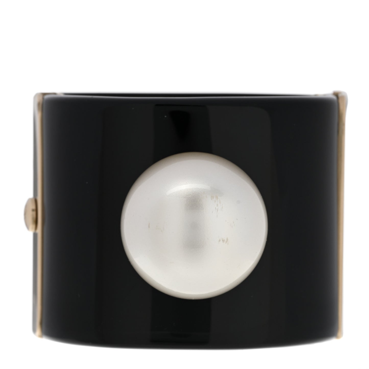 Resin Pearl CC Cuff Bracelet Gold Black