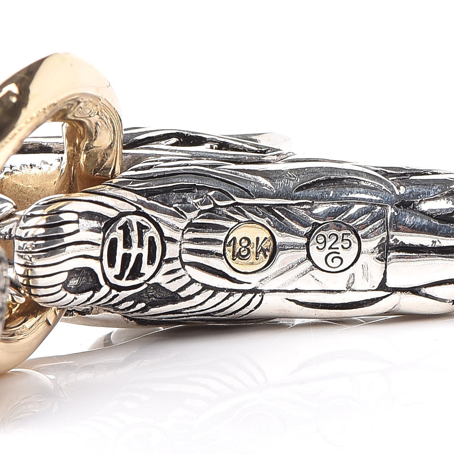 Sterling Silver 18K Yellow Gold 6mm Naga Dragon Bracelet