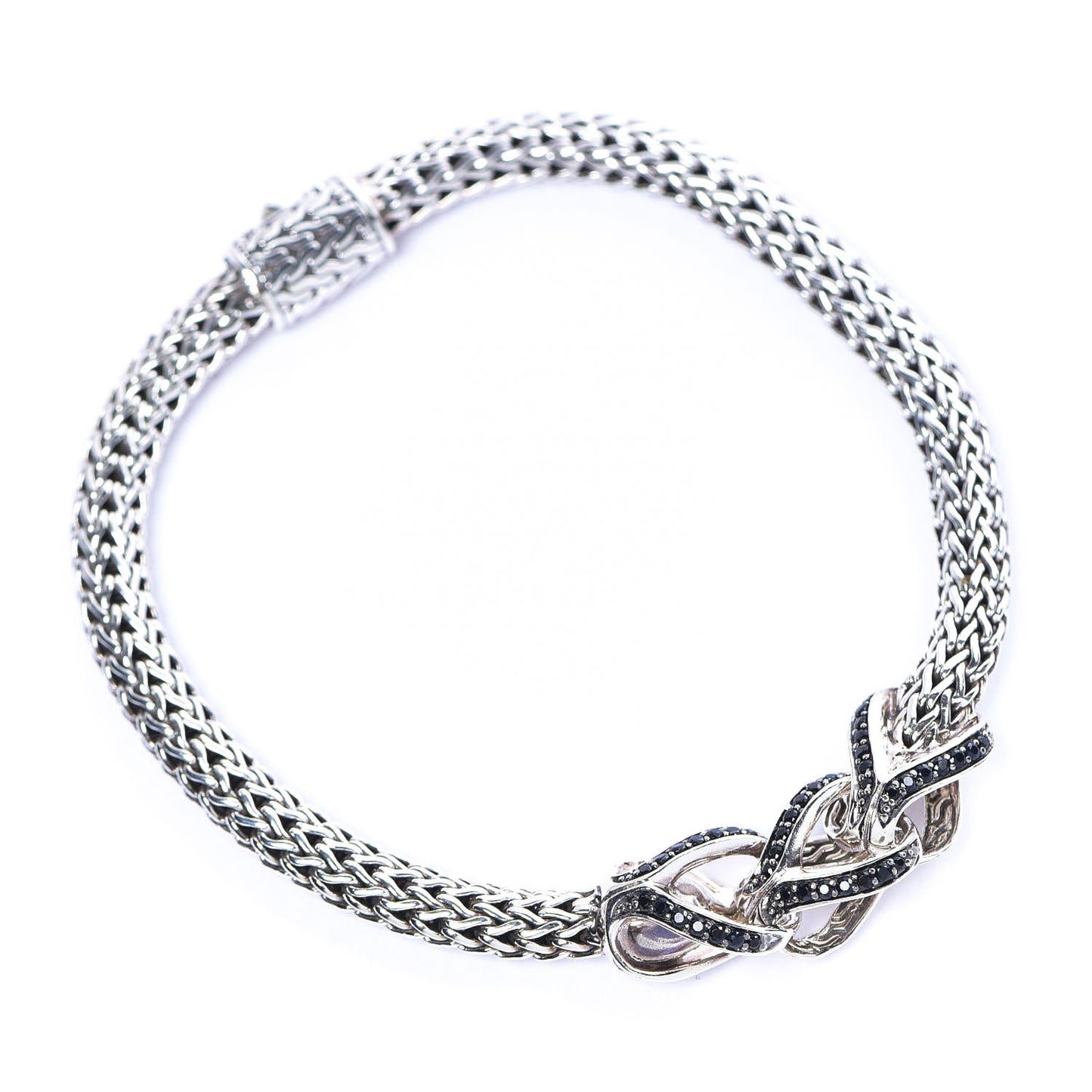 Sterling Silver Black Sapphire Classic Chain Braided Bracelet